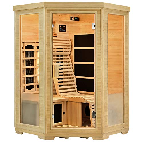 Artsauna Infrarotkabine Aalborg mit Triplex-Heizsystem | 2 Personen | Hemlock Holz | 120 x 120 cm | Infrarotsauna Infrarot Wärmekabine Sauna Kabine