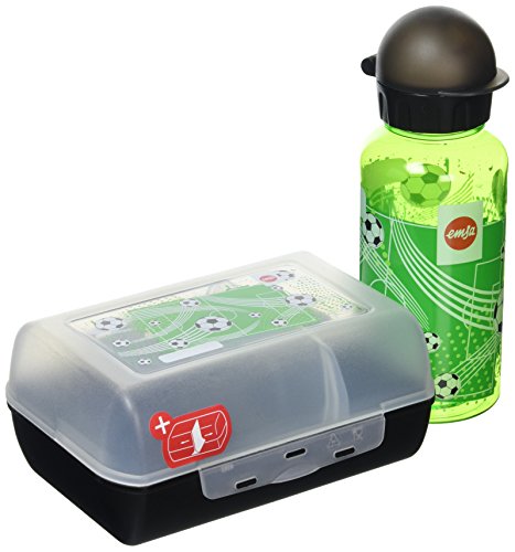 Emsa 518140 Brotdose Tritan - Fußball mit Trinkflasche, Plastik, Mehrfarbig, 28 x 28 x 18 cm