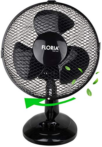 Tischventilator Ø23 cm 25 Watt | Ventilator | Rotation zuschaltbar | oszillierend | leiser Betrieb | Luftkühler | Windmaschine | geeignet für Büro, Schlafzimmer, Wohnzimmer | (23 cm)