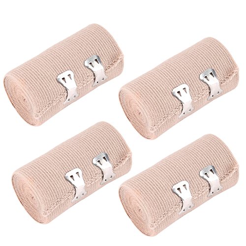 healifty 4 Elastic Medical Verbände Wrap Kompression Rolle mit extra Metall Clips Sport Vorräte für Knöchelbandage Arm Bein oder Brust Verletzungen