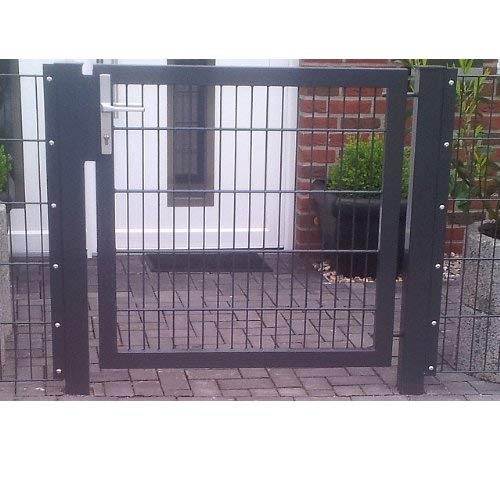 Einfahrtstor Gartentor Matten-Tor Hoftor Törchen Grau Pulverbeschichtung Anthrazit RAL 7016 / 125cm x 123cm (BxH) inkl. Pfosten