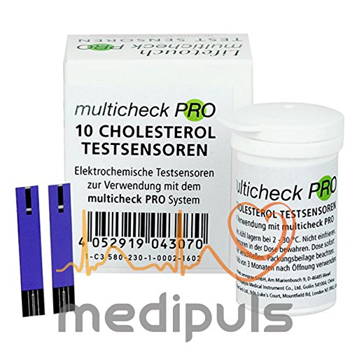 10 Cholesterol Testsensoren - C3 580 - Elektrochemische Teststreifen zur Verwendung mit dem Lifetouch Multicheck Pro Messgerät - Tests PZN 11304424