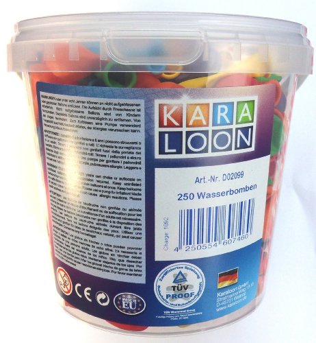 Karaloon D02099 - 250 Wasserbomben im Eimer 8 cm, sortiert