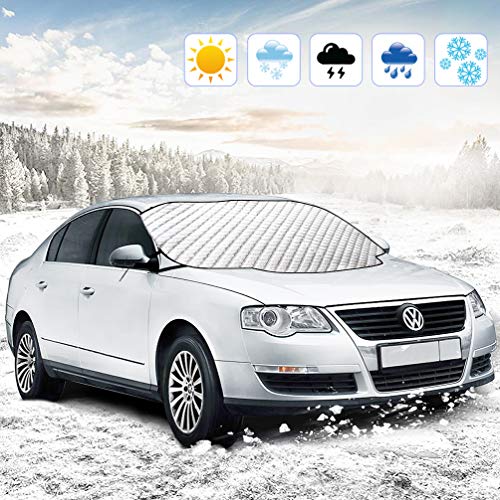 Oladwolf Windschutzscheibenabdeckung, Auto Frontscheibenabdeckung Magnetische Scheibenabdeckung Frostschutz Faltbare Sonnenschutz für Ihr Autos, Winter und Sommer, 183 x 116 cm