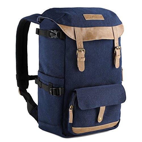 K&F Concept Kamerarucksack Rucksack Kamera Fotorucksack für Canon Nikon Sony SLR Spiegelreflexkamera mit Regenschutzhülle 20 Liter Blau
