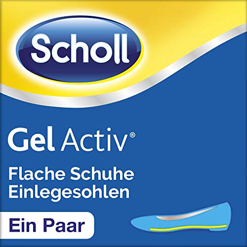 Scholl GelActiv Einlegesohlen für flache, schmale Schuhe von 35-40,5 - Polsterung & Stoßdämpfung unter den Fersen - 1 Paar selbstklebende Gelsohlen