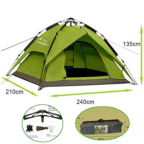 Campmore Wurfzelt Sekundenzelt 2-3 Person Outdoor Camping Tent 240x210x135cm (Grün)