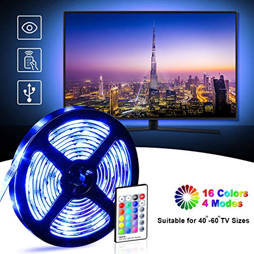 LED TV Hintergrundbeleuchtung OMERIL 2.2M USB LED Strip RGBW LED Fernseher Beleuchtung mit 24-Key Fernbedienung, Hintergrundbeleuchtung Fernseher für 40-60 Zoll HDTV, TV-Bildschirm, PC, Spiegel usw.