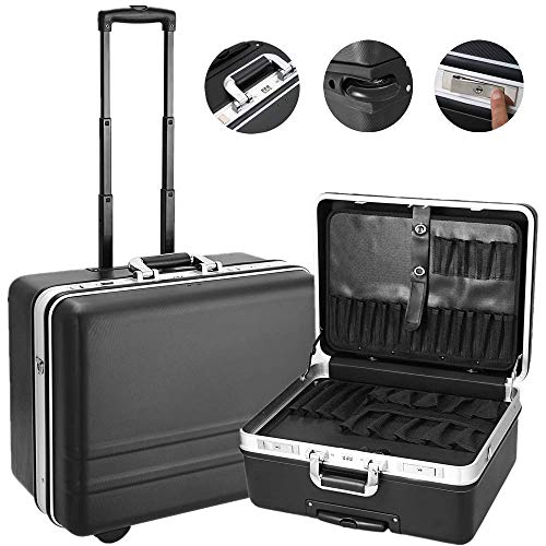 Voluker Werkzeugkoffer Leer Werkzeugtrolley Werkzeugkiste Werkzeugtasche (Schwarz 1)