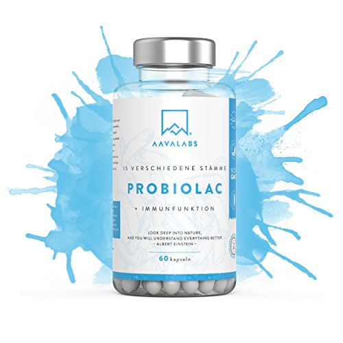 Probiotika [ 30 Milliarden KbE ] 15 Stämmen + Präbiotikum – 60 säurebeständig Kapseln von Aava Labs – Breites Bakterienspektrum und Hochdosiert – Enthält Lactobacillus, Bifidobakterien und Acidophilus + Immunsystem Stärkung - auf Reinheit & Wirksamkeit getestet - Frei von Gluten, Laktose und Gentechnik.