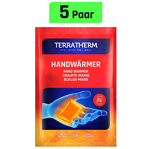 TerraTherm Handwärmer, Taschenwärmer für 12h warme Hände, Wärmepads Hand durch Luft aktiviert, 100% natürliche Wärme, Fingerwärmer; 5 Paar