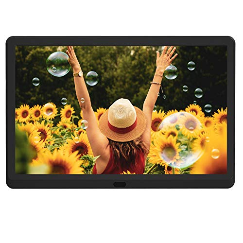 Digitaler Bilderrahmen 1920x1080 HD 10 Zoll Full-IPS-Display Elektronischer Fotorahmen Musik/Video-Player Kalender Wecker automatischer EIN/aus Timer mit Fernbedienung, unterstützt max. 128G SD Karte