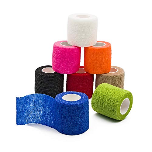 Vangoal 8 Stück Selbsthaftende Cohesive Bandage Pflasterverband Fingerpflaster Haftbandage Verband Fixierverband Elastische Binde Für Finger, Hand, Zehen Und Füße 8 Farben 5cm X 4.5m