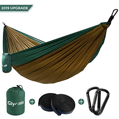 Glymnis Hängematte Outdoor Reisehängematte Ultraleicht Reise Hammock mit Aufhängeseilen und Stahlkarabinern 275 x 140 cm Tragkraft bis 300 kg (Verpackung MEHRWEG)