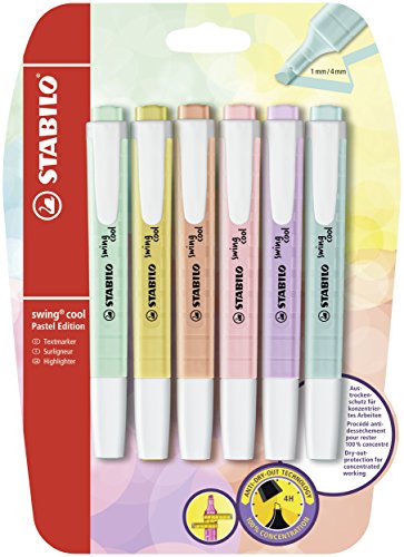 Textmarker - STABILO swing cool Pastel Edition - 6er Pack - 6 Farben