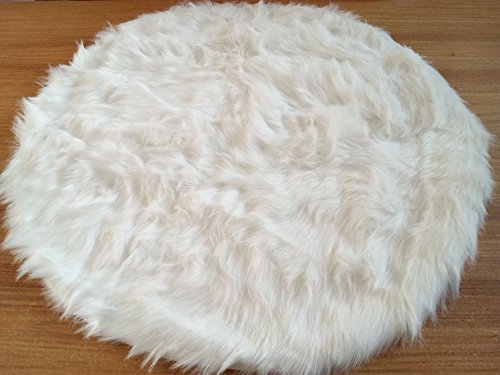 Flokati-Stil Hochflor Shaggy Teppich Ameiny Colours - In bunten Farben und kuschelweich (180 cm rund, Weiß)