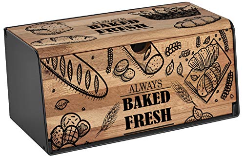 Brotkasten Holz | Brotbox | Brotkiste | Brot Aufbewahrungsbox | Brotkorb | Brotbehälter | Brotkiste | Frischhaltebox | Hochwertig verarbeitetes Holz | Großer Stauraum | 2 Öffnungsmöglichkeiten