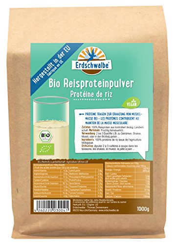NEU Erdschwalbe EU Bio Reisprotein - Hergestellt in der EU - Veganes Eiweißpulver - 1 Kg