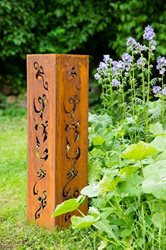 Feuersäule / Säule Metall Edelrost H: 80cm Standsäule f. Bioethanol oder Brennpaste