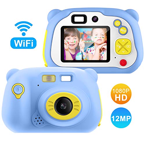 Pacnellent Digitale Kamera für Kinder Robuste HD Kinderkamera 2,0 Zoll Farbdisplay 1200 Megapixel 1080p Videokamera mit 16 GB Speicherkarte und USB Kabel (blau)