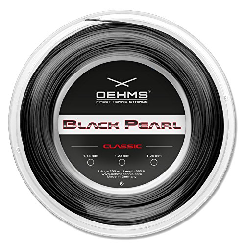 Oehms Black Pearl Classic | 200m-Rolle | Ø 1,18/1,23/1,26 mm | monofile Co-Polyester Tennissaite (1.18 mm)