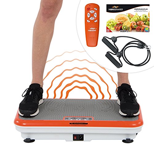 Vibro Shaper Vibrationsplatte Ganzkörper Trainingsgerät rutschfest große Fläche inkl Trainingsbänder Ernährungsplan das Original von Mediashop