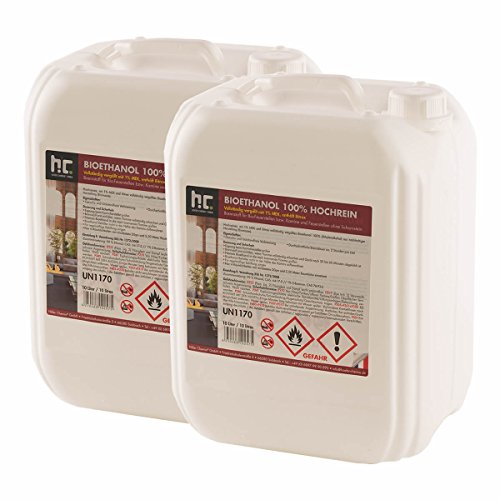 20 L Bio Ethanol Premium 100% (2 x 10 L) für Kamin - versandkostenfrei - in zwei handlichen 10 L Kanistern