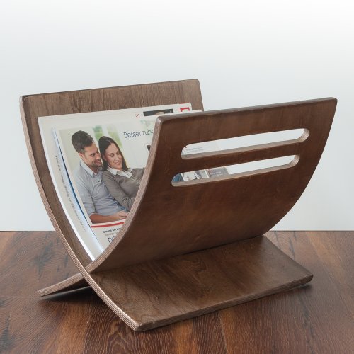 Homestyle4u 965 Mailand Zeitungsständer Magazinhalter Zeitschriftenablage aus Holz B 30 cm x H 29 cm x T 36 cm in Braun lackiert