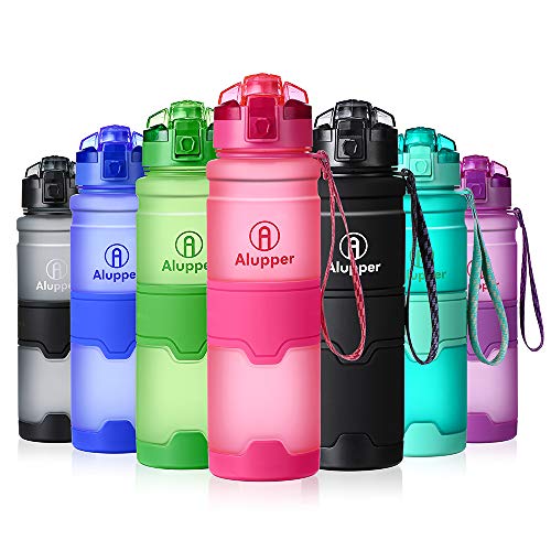 Alupper Sport Trinkflasche-Tritan Wasserflasche-500ml&1000ml-BPA-frei-Ideale Sportflasche-Schneller Wasserdurchfluss,der Verschluss öffnet Sich mit einem 1-Click