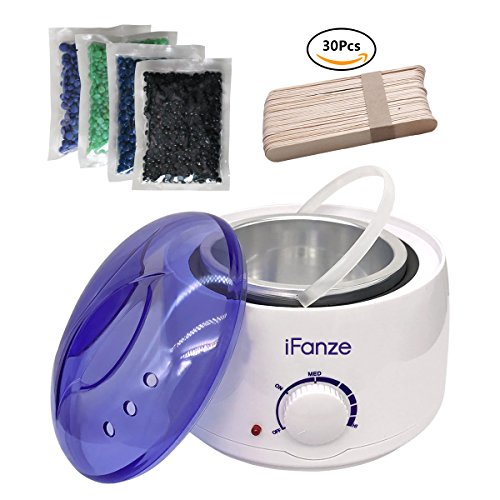 Wax enthaarung, Wachswärmer / Wachserhitzer mit 4X100g Wachsperlen für haarentfernung, iFanze Komplett Wachs Haarentfernung set - schmerzfrei - einfach und schnell