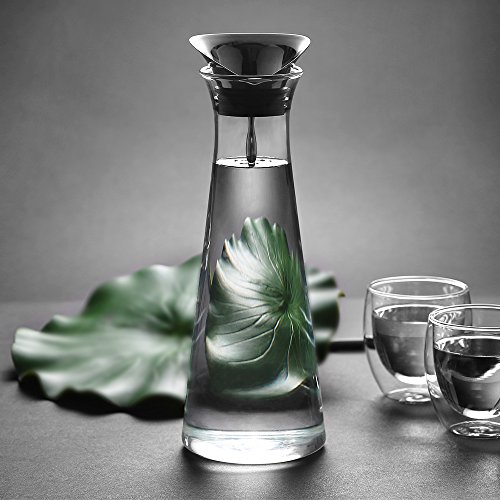 Glastal 1L Glaskaraffe Glaskrug aus Borosilikatglas Wasserkrug mit Edelstahl Deckel Karaffe Glaskanne 11 * 30cm Weihnachtsgeschenk (MEHRWEG)