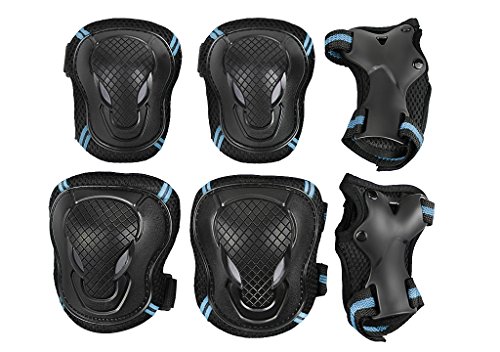 Liying Neu Damen Herren Protektoren Set Schützer set 6pcs Knieschoner Ellenbogenschützer Handgelenkschoner für Kinder und Jugendliche