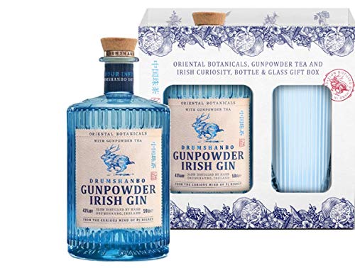Gunpowder Irish Gin mit Geschenkverpackung und Gin Glas (1 x 0,5l)