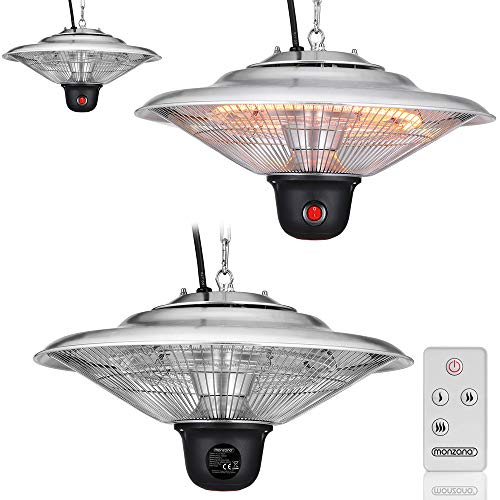 Monzana XXL Deckenheizstrahler | 2000 W mit Fernbedienung | Heizstrahler Heizgerät Infrarotstrahler Heizpilz Wärme