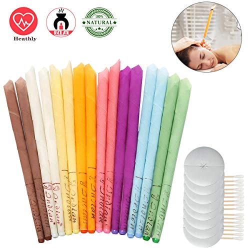 Ohrkerzen, Lyeiaa Ohrenkerzen zur Reinigung, Ohre Wachs Ohrenschmalz Entferner, 16pcs Bienenwachs Ohrkerzen mit 8pcs Filter und 16pcs Wattestäbchen, Organischer, Natürlicher & Sicherheit