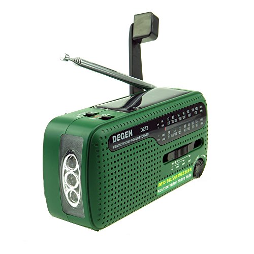 Tragbares Kurbel-Radio Weltempfänger, Degen DE13 FM AM SW Kurbel-Dynamo Solarenergie für den Ausnahmezustand A0798A