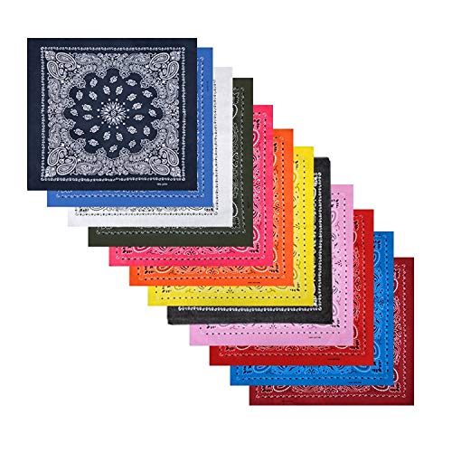 Boolavard Bandana Kopftuch Halstuch - gemustert: Paisley Muster - 100% Baumwolle Bindetuch 1 er 6 er oder 12 er Pack!! (12 x Gemischt Mehrfarbig B)