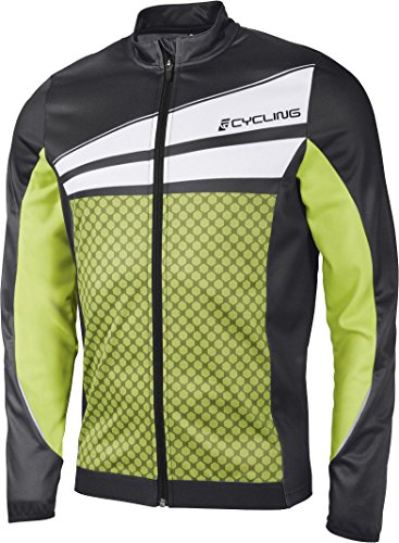 CRIVIT Herren Fahrradshirt 'Cycling', langarm (Gr. M 48/50, schwarz/weiß/lime)