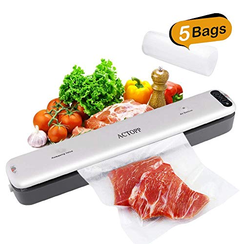 Lebensmittel Vakuumiergerät ACTOPP Neu Upgrade Folienschweißgerät für Sous Vide 5 Profi- Folienbeutel 30cm Schweißnaht Vakuumierer Vacuum Sealer für Lebensmittelaufbewahrung 8x länger frisch Weiß