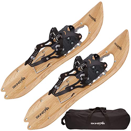 SkinStar Schneeschuh Holzoptik Vintage Schneeschuhwandern Schneeschuhe bis 130 kg