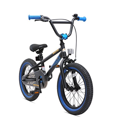 Bikestar Freestyle Sicherheits Kinderfahrrad 16 Zoll für Mädchen und Jungen ab 4-5 Jahre  16er Kinderrad Kinder BMX  Fahrrad für Kinder Schwarz & Blau