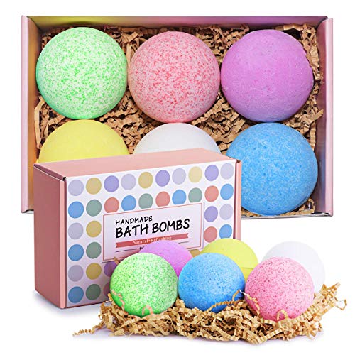 Badebomben Geschenk set, Victsing 6 x 100g Handgefertigte Badekugeln Geschenkset mit Bio natürliche ätherische Öle für Feuchtigkeitsspendende Hautpflege