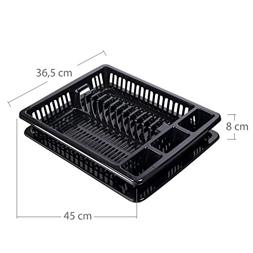 Schramm Abtropfgestell mit Wanne in 10 Farben ca. 46 x 37 x 8 cm Abtropfgestelle Abtropfständer Abtropfschale Abtropfgitter Geschirrkorb Abtropfkorb, Farbe:schwarz