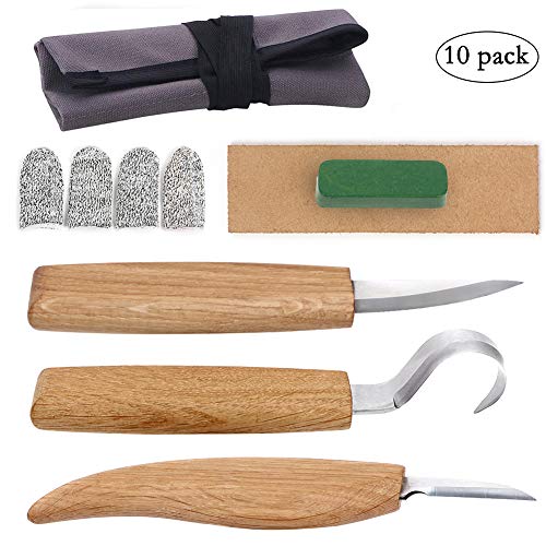 Schnitzmesser 3PCS Holz Skulptur Schnitzen Kerbschnitzmesser Holz Schnitzmesser Kunsthandwerk Holz Skulpturale Dellen Meißel Werkzeuge Holz-Schnitzwerkzeug Set Für Profis Und Anfänger (10pcs)