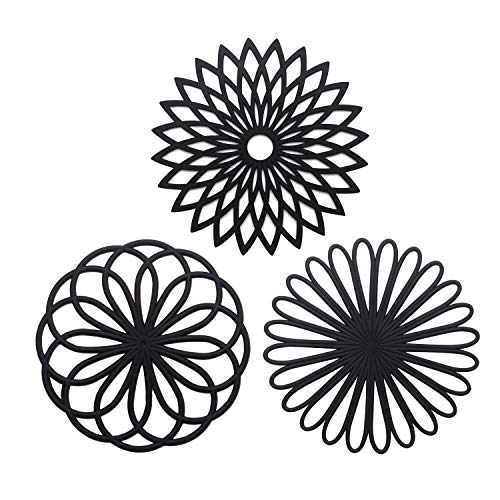 Silikon Multi Blume Topfuntersetzer (3 Stück) Premium Qualität Isolierter flexibel robust rutschfeste Hot Pads und Untersetzer Cup