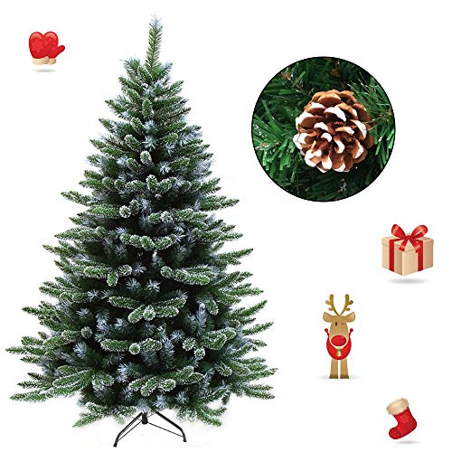 Froadp 180cm Künstlicher PVC Weihnachtsbaum Tannenbaum Kiefernadel Mit Schnee-Effekt(Schnee-Effekt, 180cm)