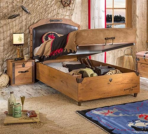 Cilek Black Pirate Bett mit Bettkasten, 100x200 cm Matratze ohne Matratze