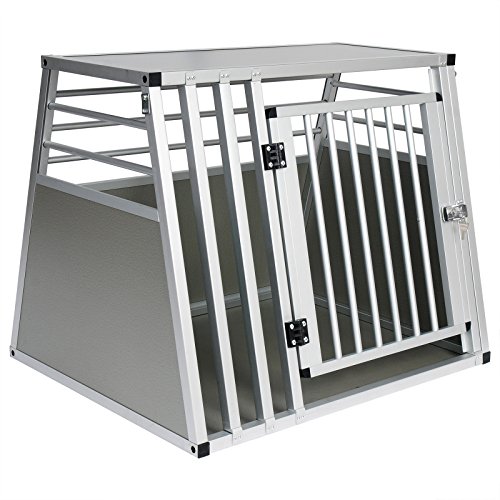 EUGAD Hundebox Box Hundetransportbox Transportbox Alubox Aluminium Alu Box 1 Türig Reisebox Gitterbox Silber 0061HT