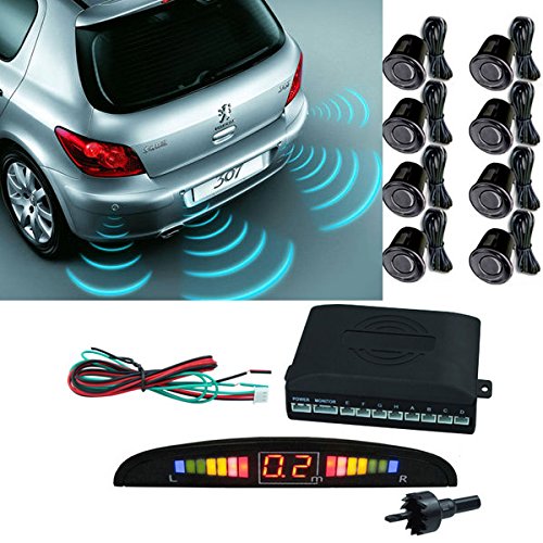 VINGO Einparkhilfe mit Display Schwarz Parkhilfe PDC+8 Sensoren Auto Rückfahrwarner Rückfahrsystem Parksensoren