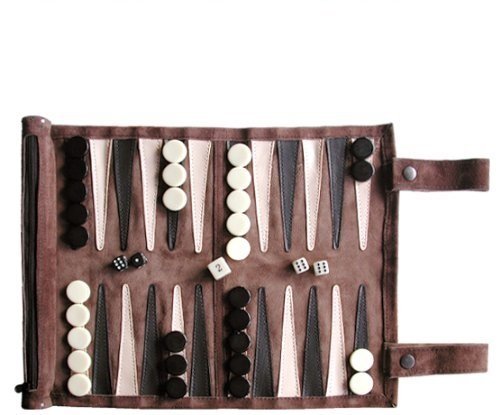 SONDERGUT - Backgammon - Echtleder Backgammon - Reise Backgammon - Das Original - Farbe: Mocca